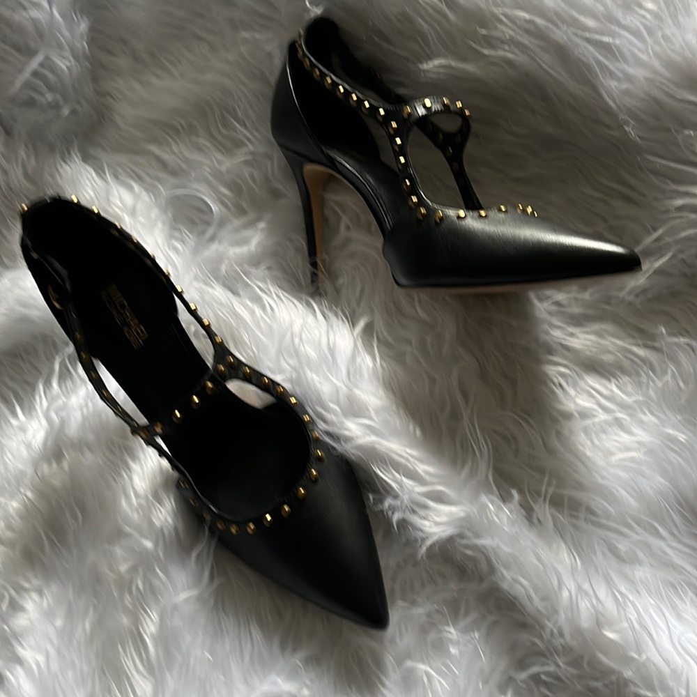 Michael Kor black heels with gold studs size 61/2 M